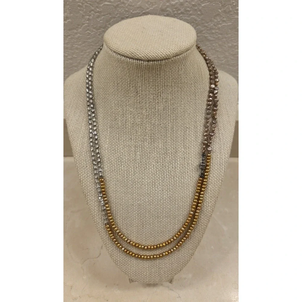 Super Long Multi Pearl & Sterling Silver Necklace 42 Inches‎